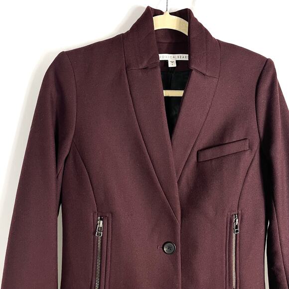 Veronica‎ Beard Uptown Dickey Burgundy Car Coat Wool Cashmere Blend RARE! Sz 0 - Picture 3 of 10